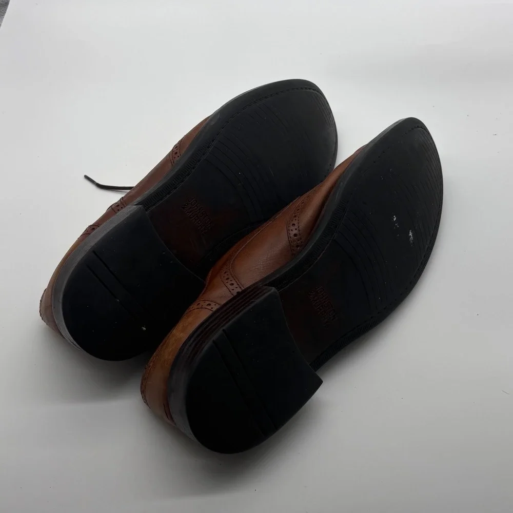 Johnston & Murphy Mens Brown Leather Wingtip Oxford Dress Shoes Size 12M
